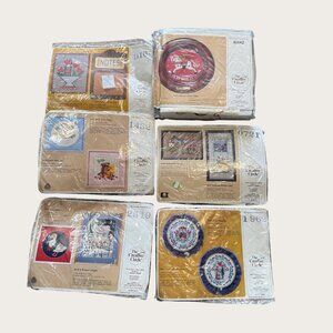 Lot of 6 Vintage The Creative Circle Stitchery Kits Needlepoint Crewel Sealed